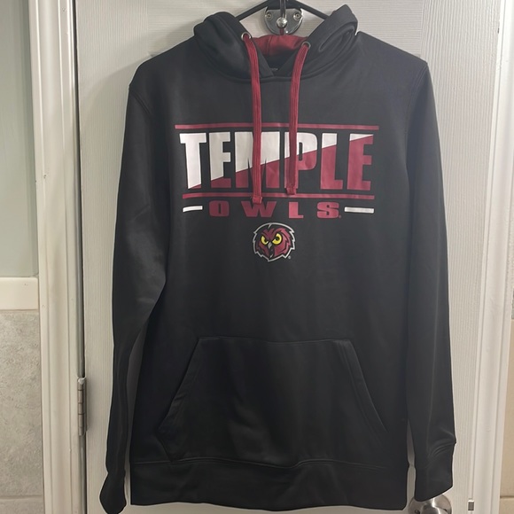 NWOT Colosseum TEMPLE OWLS Pullover Hoodie Black Maroon Red and White $20 - Picture 1 of 8